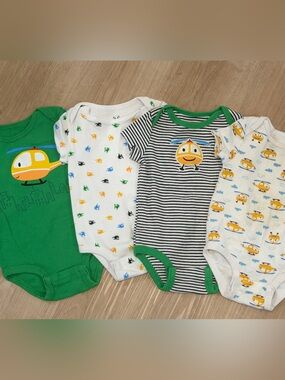 Rococo Baby Onesies Lot of 4 Helicopter Themed - Size 6M